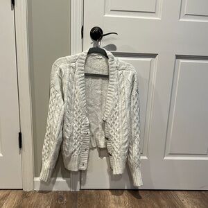 Wynter White Cable Knit Cardigan Sweater